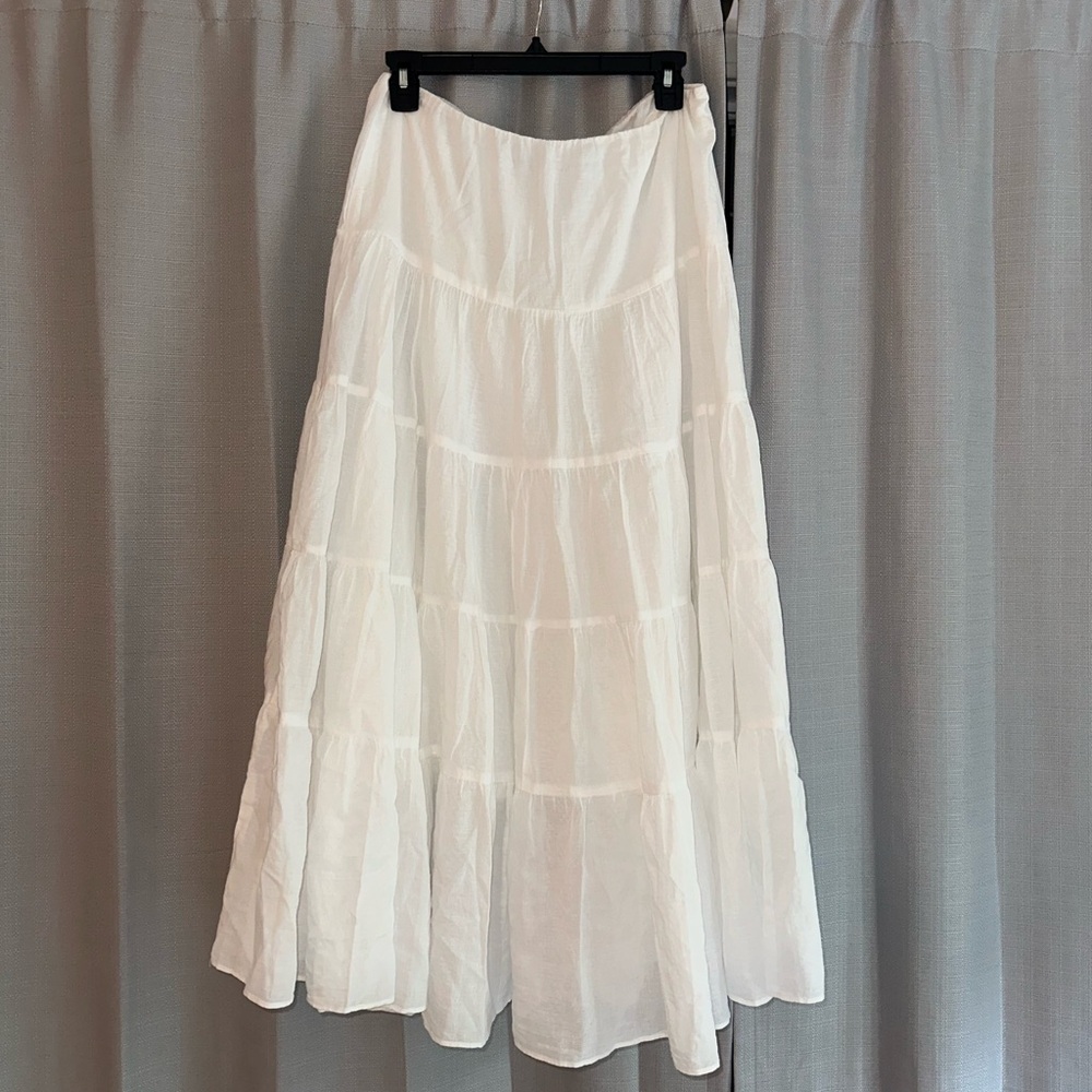 Ralph Lauren White Tiered Maxi Skirt